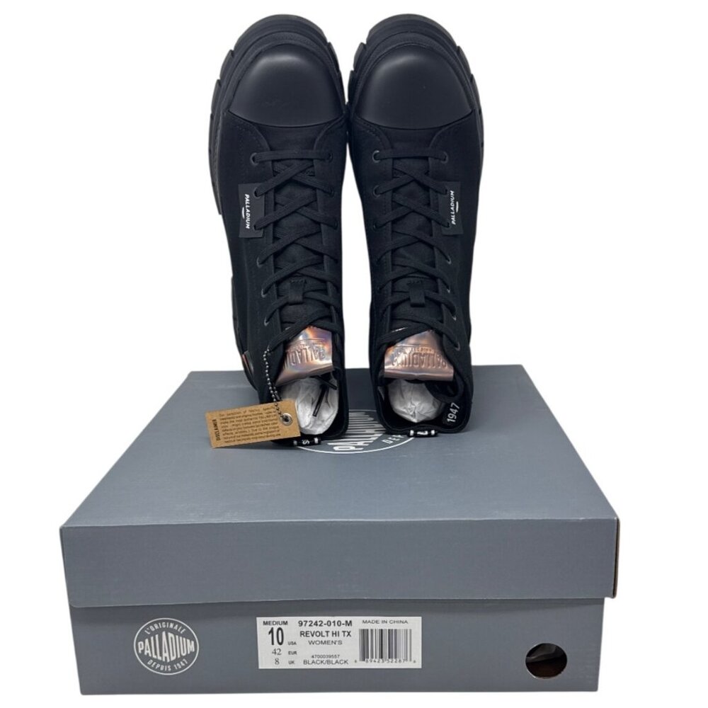 Palladium Women's Revolt Hi TX Boots Size 10 Medium 97242-010-M Black/Black Rugg - Picture 5 of 13